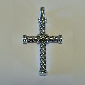 David Yurman Sterling Silver 925 Small Cable Cross X With 18K 750 Gold “MINT”